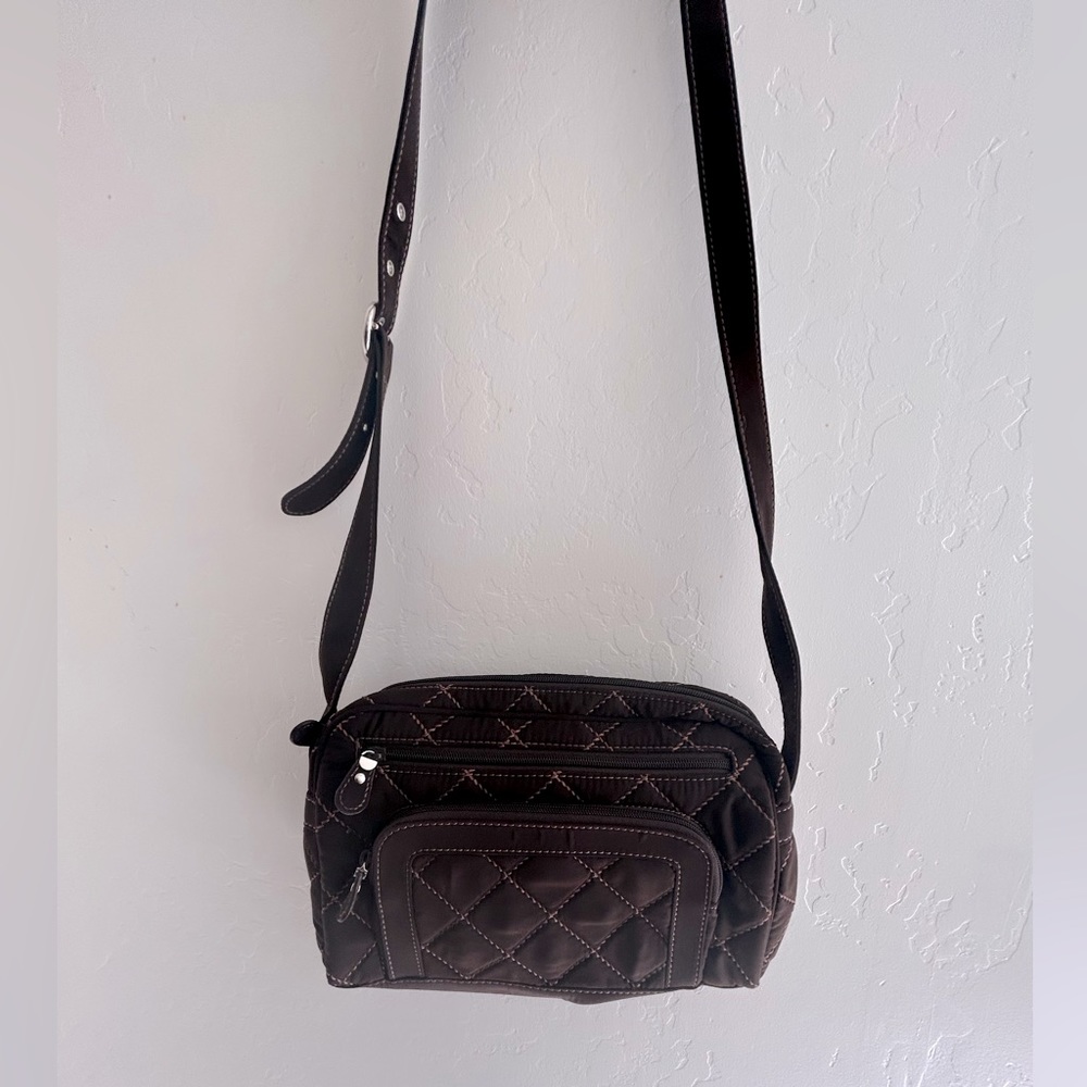 Vera Bradley Microfiber Espresso Adjustable Shoulder Bag Purse